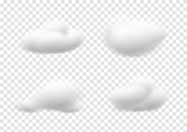 Vetores de nuvens brancas realistas isolados em fundo de transparência, lã de algodão ep43 - Vetor, Imagem
