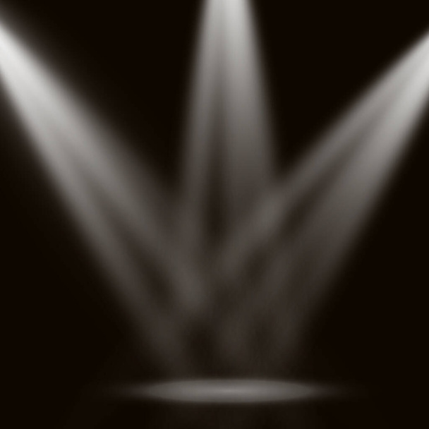 Vectorlichtbronnen, concertverlichting, podiumspot. Concertspot met lichtstraal, schijnwerpers voor webdesign en uitgeverij - Vector, afbeelding