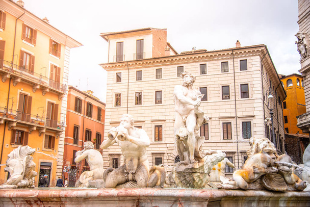 Fontana del Moro, or Moor Fountain, on Piazza Navona, Rome, Italy - Foto, Imagem