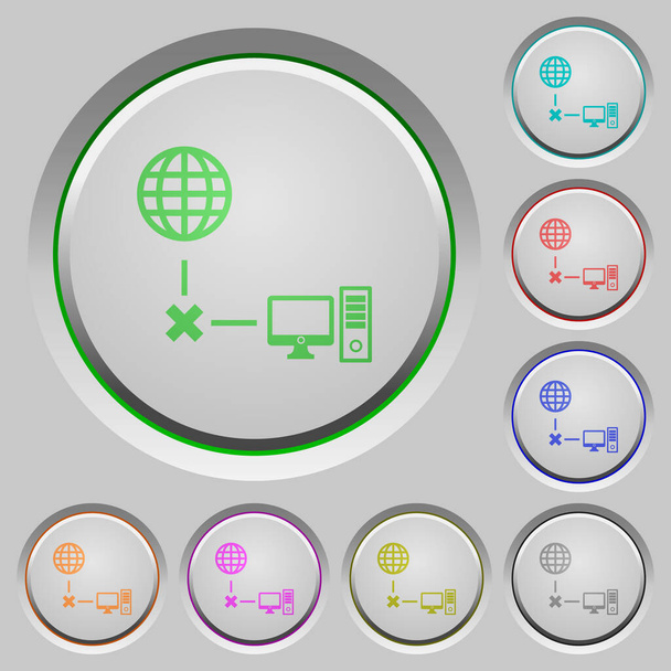 Ícones de cor de computador off-line em botões afundados
 - Vetor, Imagem