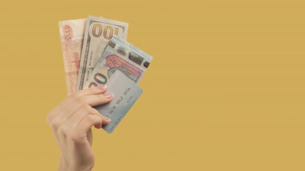 international transaction money set 3 hand gesture - Video, Çekim