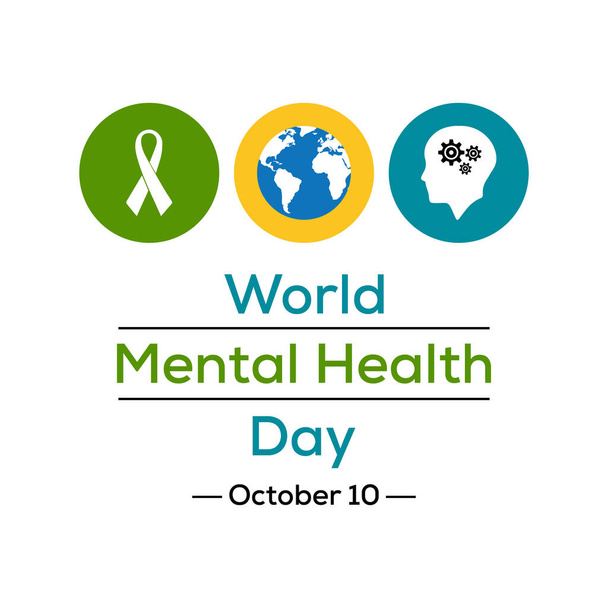 Der Welttag der psychischen Gesundheit ist ein internationaler Tag für weltweite Aufklärung über psychische Gesundheit, Bewusstsein und Eintreten gegen soziale Stigmatisierung. Vektorillustration. - Vektor, Bild