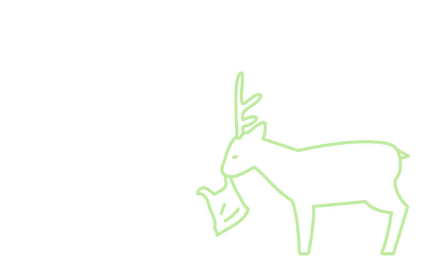 Ilustração de um veado selvagem comendo um plástico ba
 - Vetor, Imagem