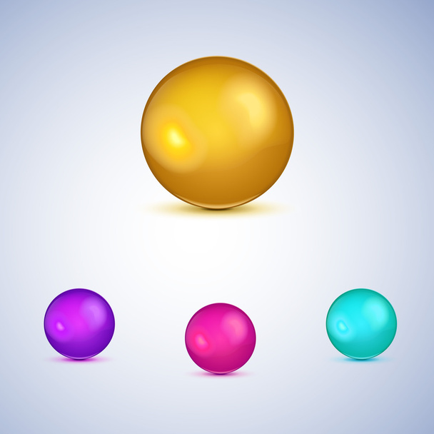 Set of colorful glossy spheres isolated on white. - Wektor, obraz