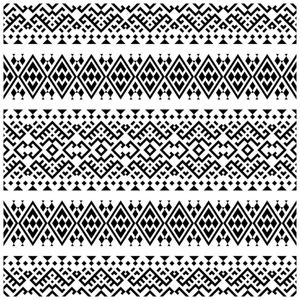 Ikat vector de patrón étnico en color blanco y negro. Diseño de textura de fondo de patrón étnico sin costuras
 - Vector, Imagen