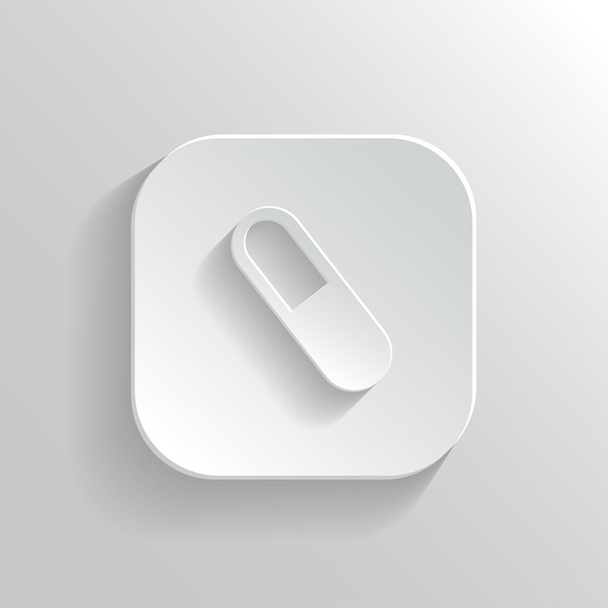 Медицина таблетки икона - вектор белый app кнопка - Вектор,изображение