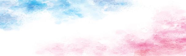 Realistic blue watercolor panoramic texture on white background - Vector illustration - Vector, afbeelding