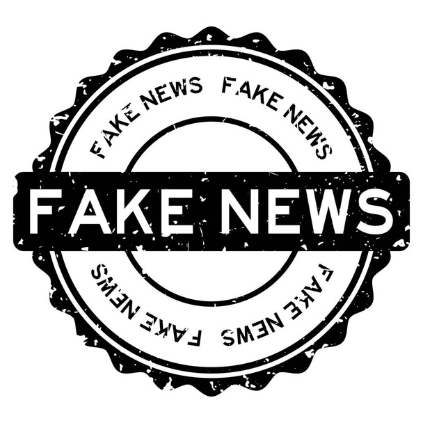 Grunge μαύρο ψεύτικο λέξη ειδήσεων στρογγυλό καουτσούκ σφραγίδα σφραγίδα σε λευκό φόντο - Διάνυσμα, εικόνα