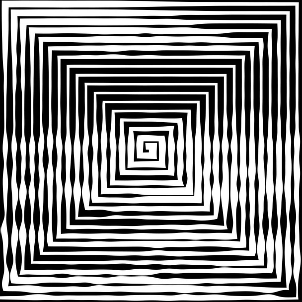Abstraktní pozadí. Vektorová ilustrace psychedelického čtverce, zvrácený komický efekt, vírové pozadí. Hypnotický čtverec - Vektor, obrázek