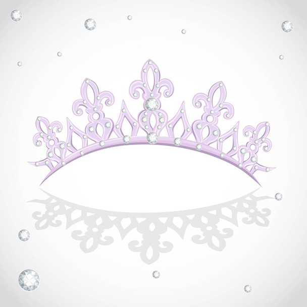 Violet shining tiara on a white backround - Vector, Imagen