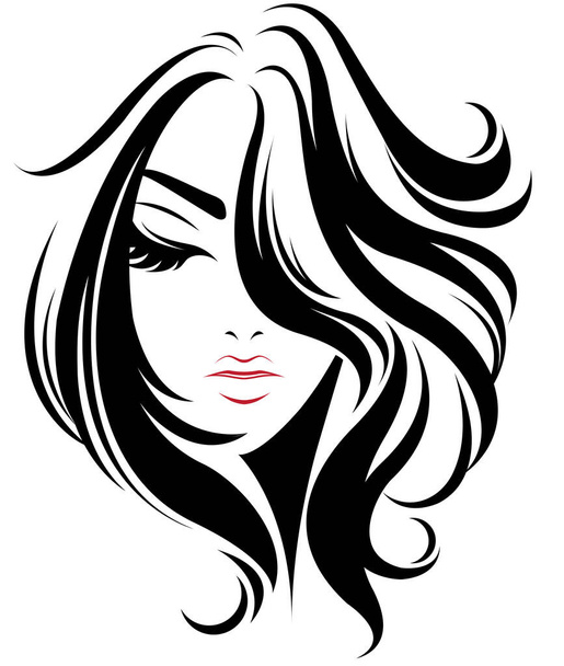 女性のショートヘアスタイルのアイコン白い背景のロゴの女性 - ベクター画像