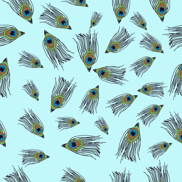 Σχεδιασμός κάλυψης διανύσματος. Φτερά Peacock σε μπλε φόντο - Διάνυσμα, εικόνα