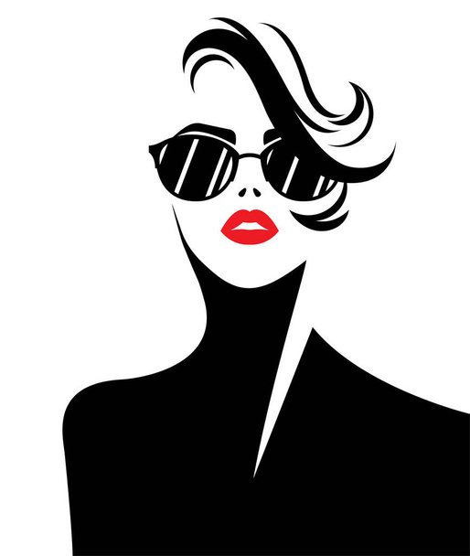 illustrazione vettore di donne silhouette icona nera su sfondo bianco - Vettoriali, immagini