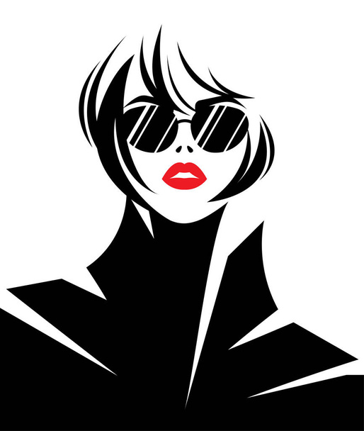 vetor de ilustração de mulheres silhueta ícone preto no fundo branco - Vetor, Imagem