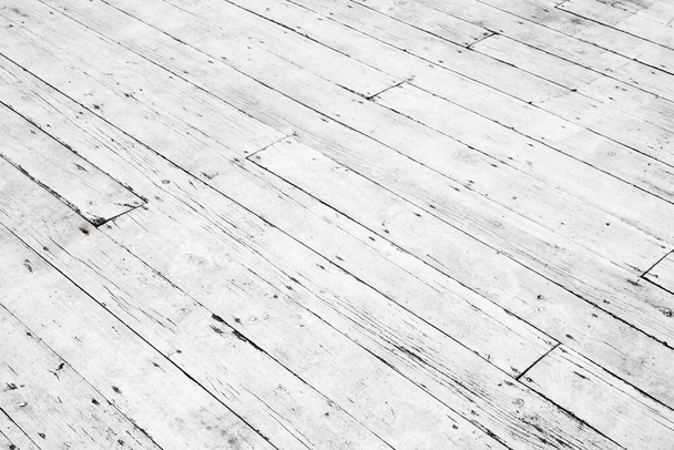 Белый деревянный фон. Текстура старого пола. Перспективный взгляд - Фото, изображение