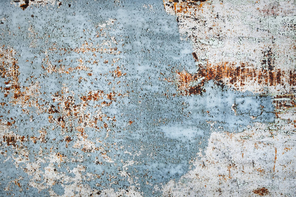 Shabby rusty surface. Peeling blue paint. Vintage background - Zdjęcie, obraz