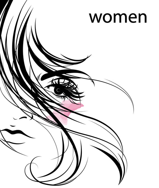 vrouwen haar stijl icoon, logo vrouwen op witte achtergrond - Vector, afbeelding