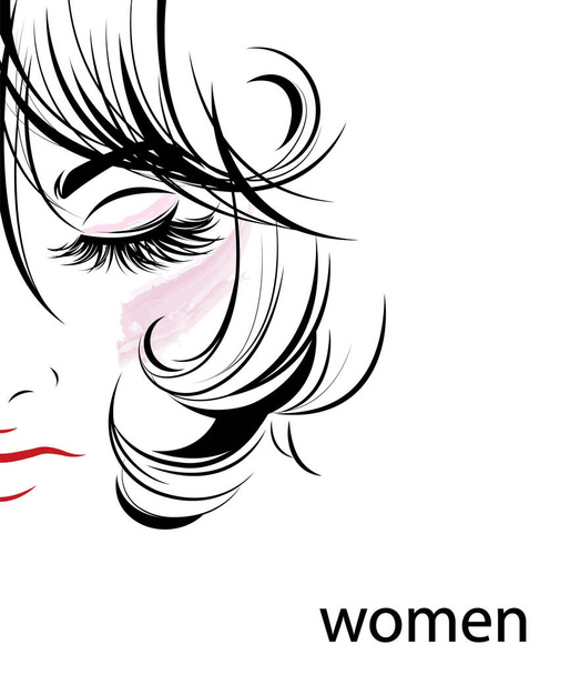 icono de estilo de pelo de las mujeres, logotipo de las mujeres sobre fondo blanco - Vector, Imagen