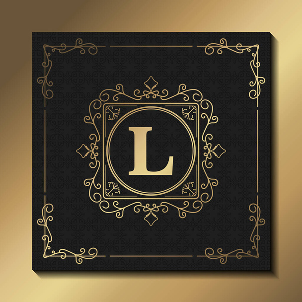 Luxus logó sablon design vektor illusztráció. Royal monogram címer márka vintage matrica díszek. - Vektor, kép