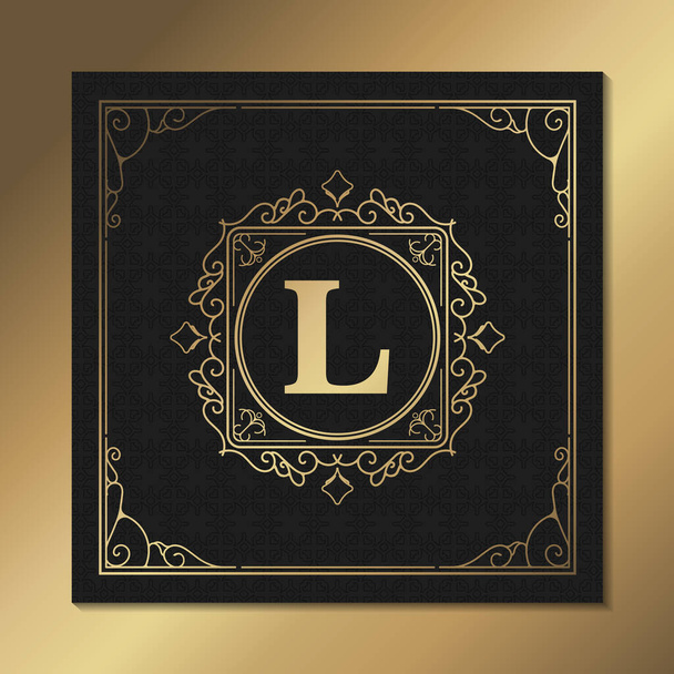 Luxus logó sablon design vektor illusztráció. Royal monogram címer márka vintage matrica díszek. - Vektor, kép