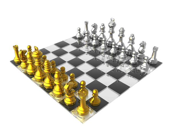 Šachová šachová deska s kovovými figurkami - Fotografie, Obrázek