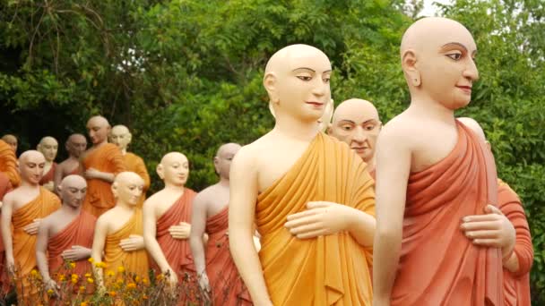 Statue près des plus hautes statues de Bouddha au Temple Ranawana - Séquence, vidéo