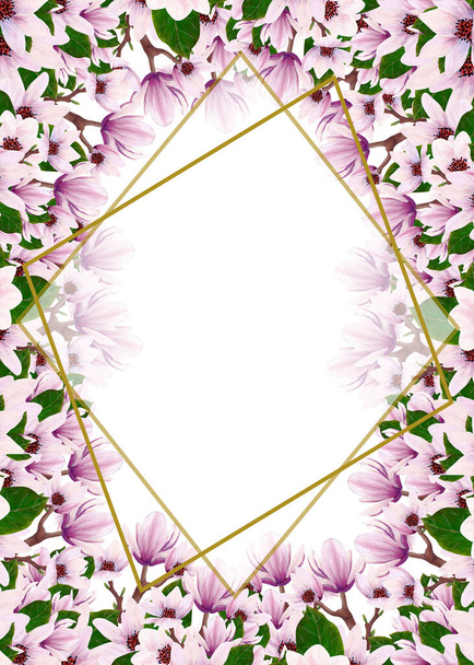 ręcznie malowany akwarelowy wzór zaproszenia z magnolią - Zdjęcie, obraz