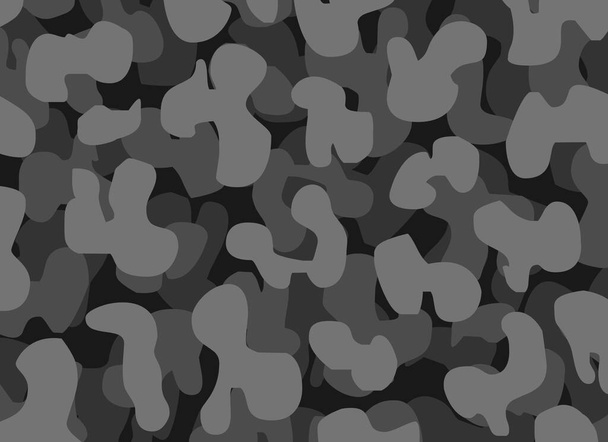 Camouflage grauen Hintergrund Textil Uniform. Cartoon nahtlose Muster. 2d Illustration Vektor Dschungel Staub militärische Tarnung für den Krieg. - Foto, Bild