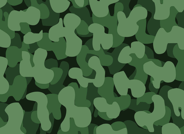 Camuflaje verde fondo textil uniforme. patrón sin costuras de dibujos animados. Vector
. - Foto, Imagen
