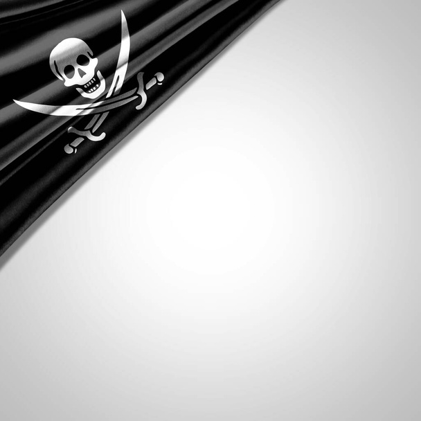 Bandera pirata de seda con copyspace para su texto o imágenes y fondo blanco
 - Foto, imagen