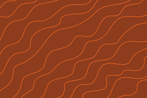 Abstract background art made with curvy lines in wave abstraction in orange and brown colors. Simple, modern vector art. - Vektör, Görsel