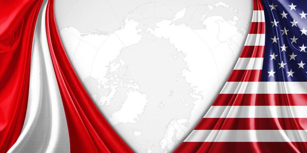 Перу и американский флаг шелка с копирайтом для вашего текста или изображений и фона карты мира
 - Фото, изображение
