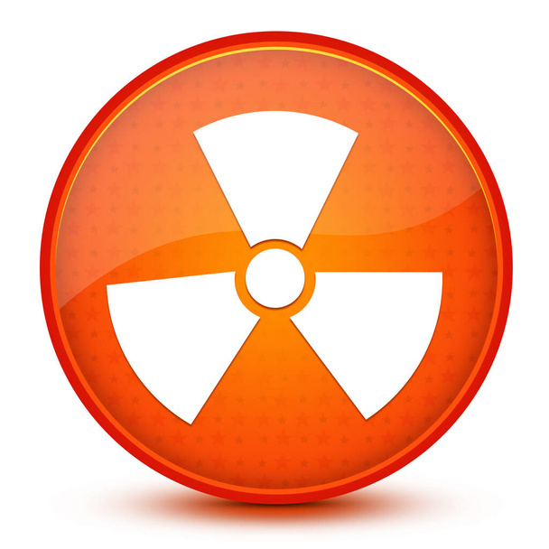 Icono de radiación aislado en la estrella brillante naranja botón redondo ilustración abstracta
 - Foto, imagen