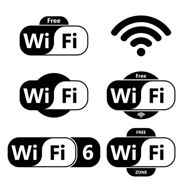 Значок Wi-Fi, технология беспроводной сети, векторная иллюстрация
 - Вектор,изображение