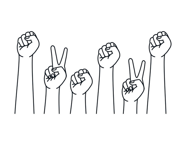 平和と拳の手のベクトルデザイン - ベクター画像
