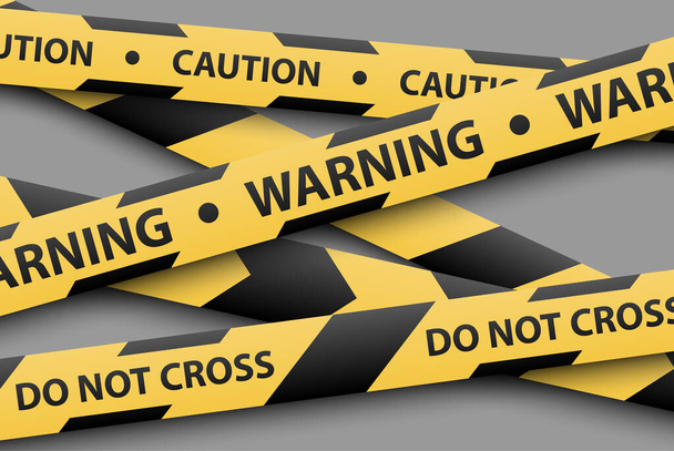 Signo de advertencia, cintas de rayas amarillas y negras, ilustración vectorial
 - Vector, imagen