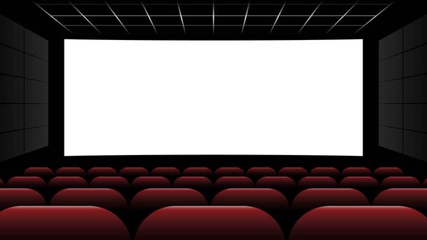 Cinema cinema com tela em branco e assento vermelho, ilustração vetorial
 - Vetor, Imagem