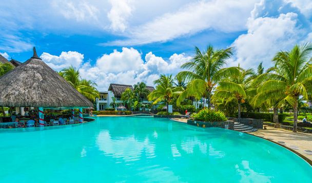 Luxe resort met zwembad, Mauritius eiland, Afrika - Foto, afbeelding