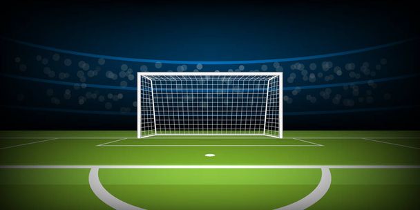 Estadio de fútbol arena, gol de fútbol en la posición de penalización, vector de ilustración - Vector, Imagen