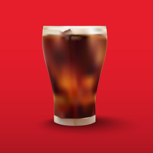 赤の背景のガラスのコーラ、ベクトルイラスト - ベクター画像