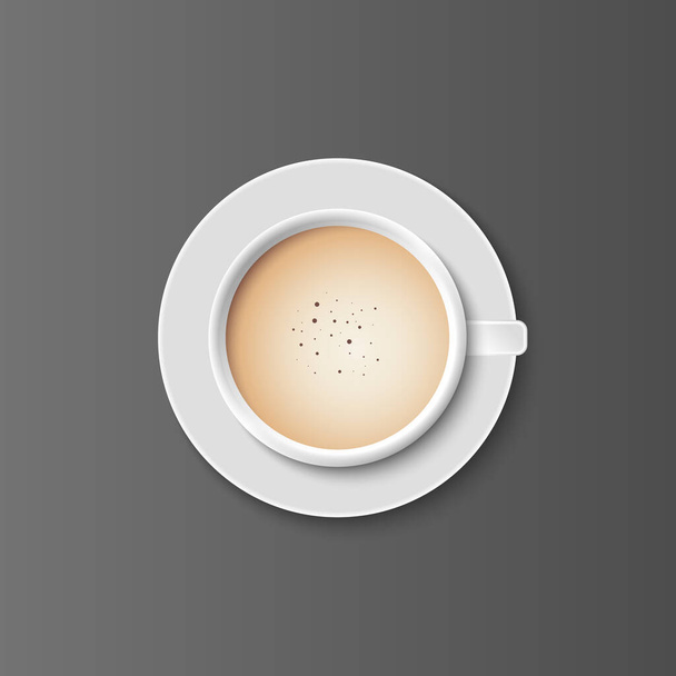 Café Latte en tasses blanches vue du haut, illustration vectorielle - Vecteur, image