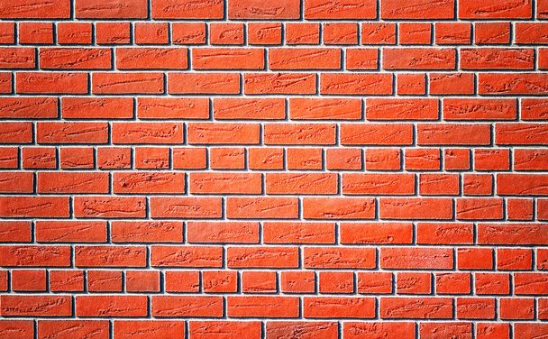 Red brick wall background, red brick texture - Photo, Image