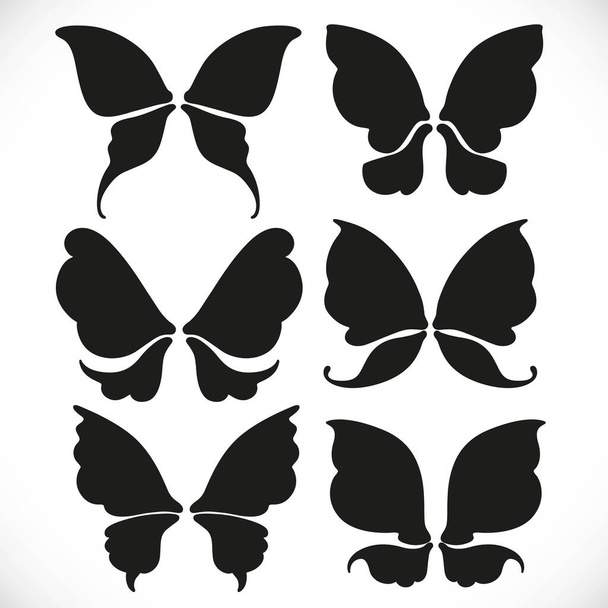 Silhouette noire d'ailes de fées forme différente pour ensemble de coupe 3 isolé sur un fond blanc - Vecteur, image