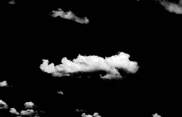 White cumulus clouds on black background - Fotoğraf, Görsel