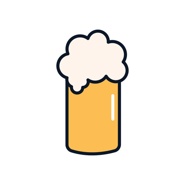pint beer with foam icon, line fill style - Vector, Image