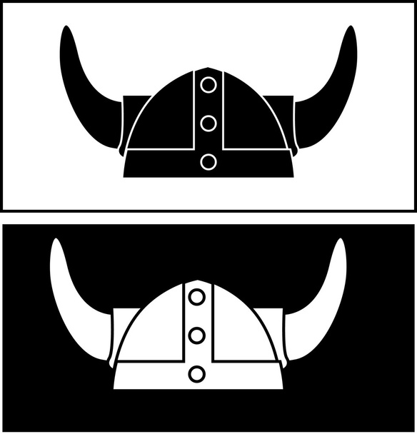 Viking s helmet, black and white - Vector, Image