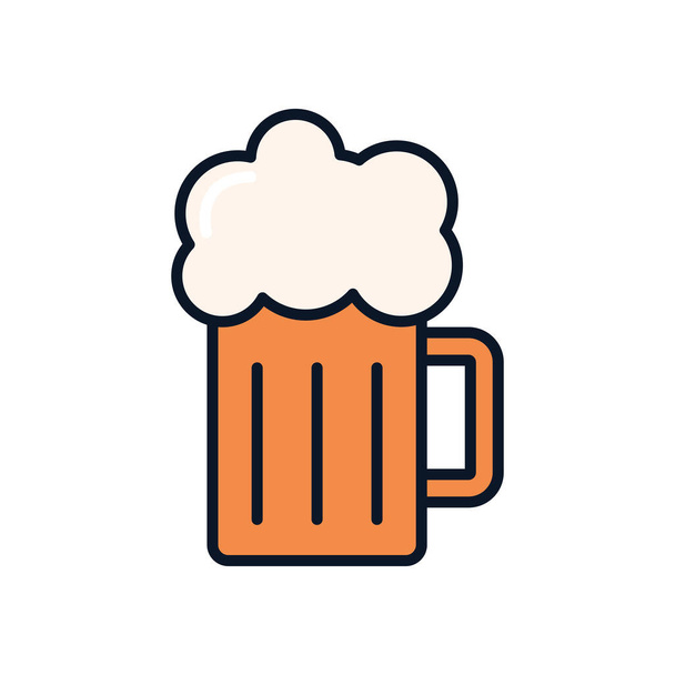 beer mug with foam, line fill style - Vector, Image