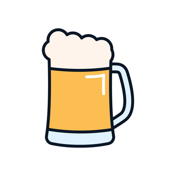 beer mug icon, line fill style - Vector, Image