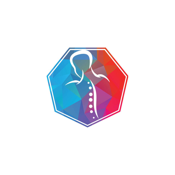 Chiropraktik Logo Design Vector Illustration. Logo des menschlichen Rückenschmerzes. Logo zur Wirbelsäulenpflege. - Vektor, Bild