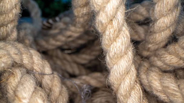 Close up macro view of the rope. View from inside the bulk of rope. - Fotoğraf, Görsel